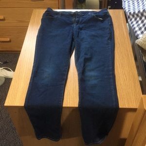 Dark wash jeans: brand is “Faded Glory”